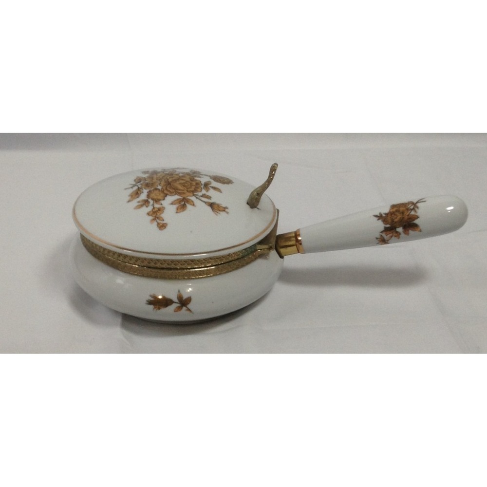 Vintage White‎ and Gold Ceramic Lidded Crumb Catcher - Made in Japan